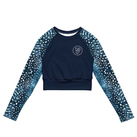 Whale Shark Mosaic Eco Cropped Rash Guard Solid - 