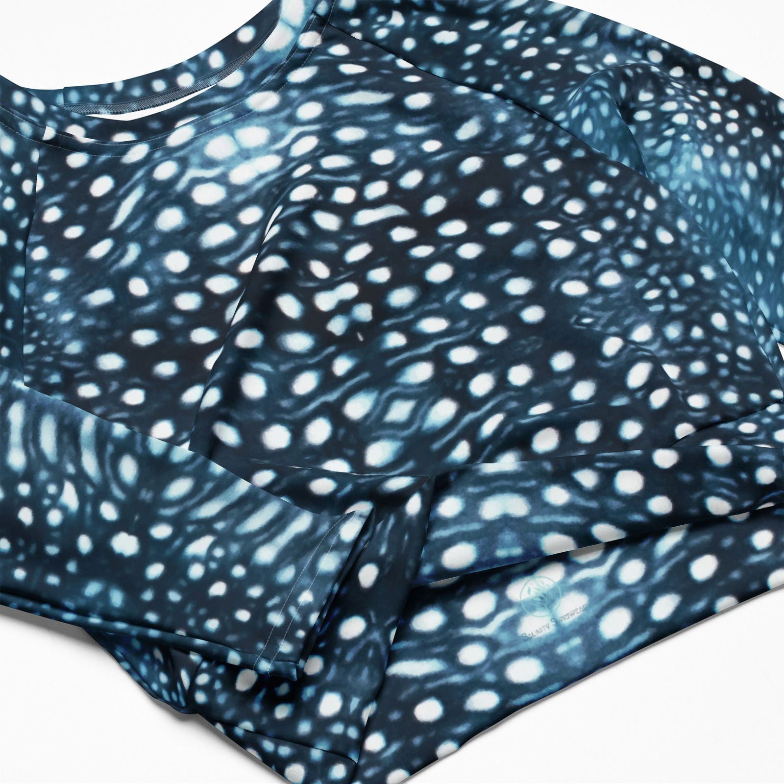 Whale Shark Mosaic Eco Cropped Rash Guard -  - ["rash guard","Whale shark","Whale Shark Mosaic","women"]