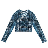 Whale Shark Mosaic Eco Cropped Rash Guard -  - ["rash guard","Whale shark","Whale Shark Mosaic","women"]