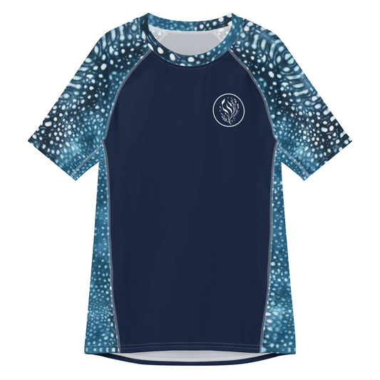 Whale Shark Mosaic Men’s Short Sleeve Swim Shirt - 
