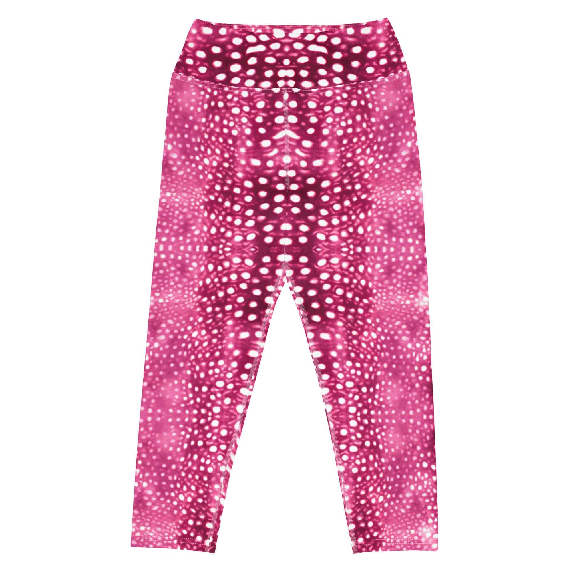 Whale Shark Mosaic Pink Capri Swim Leggings -  - ["leggings","whale shark","Whale Shark Mosaic Pink","women"]