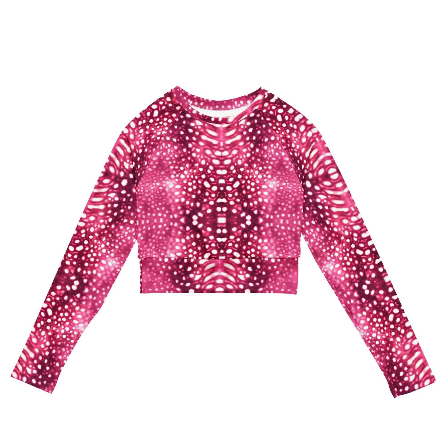 Whale Shark Mosaic Pink Eco Cropped Rash Guard - Salinity Swimwear