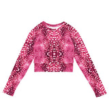 Whale Shark Mosaic Pink Eco Cropped Rash Guard -  - ["rash guard","whale shark","Whale Shark Mosaic Pink","women"]