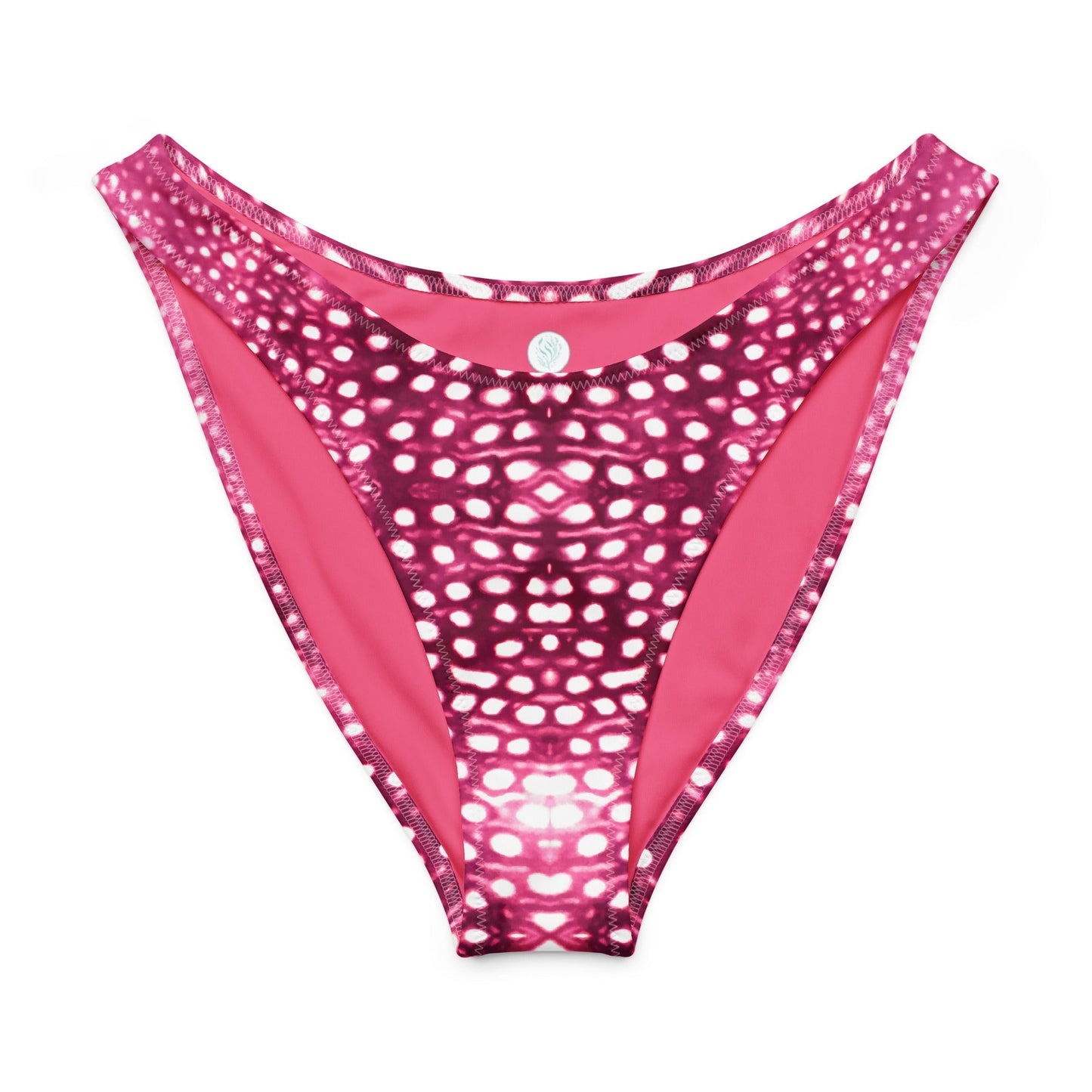 Whale Shark Mosaic Pink Eco High-Leg Cheeky Bikini Bottom - 