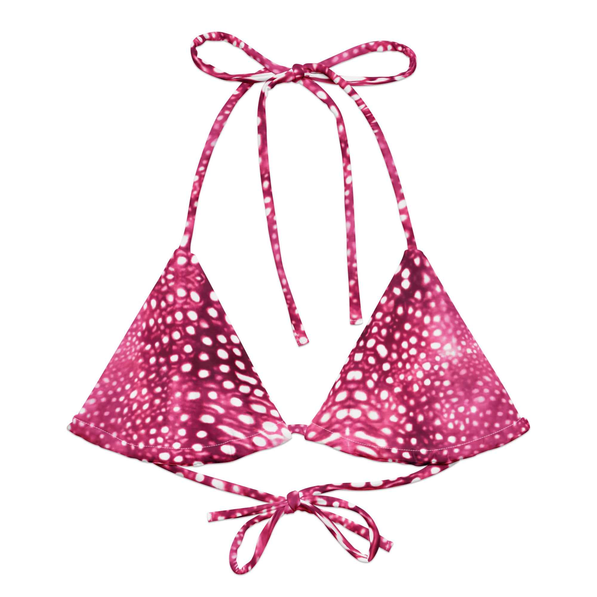 Whale Shark Mosaic Pink Eco String Bikini Top -  - ["swim","whale shark","Whale Shark Mosaic Pink","women"]