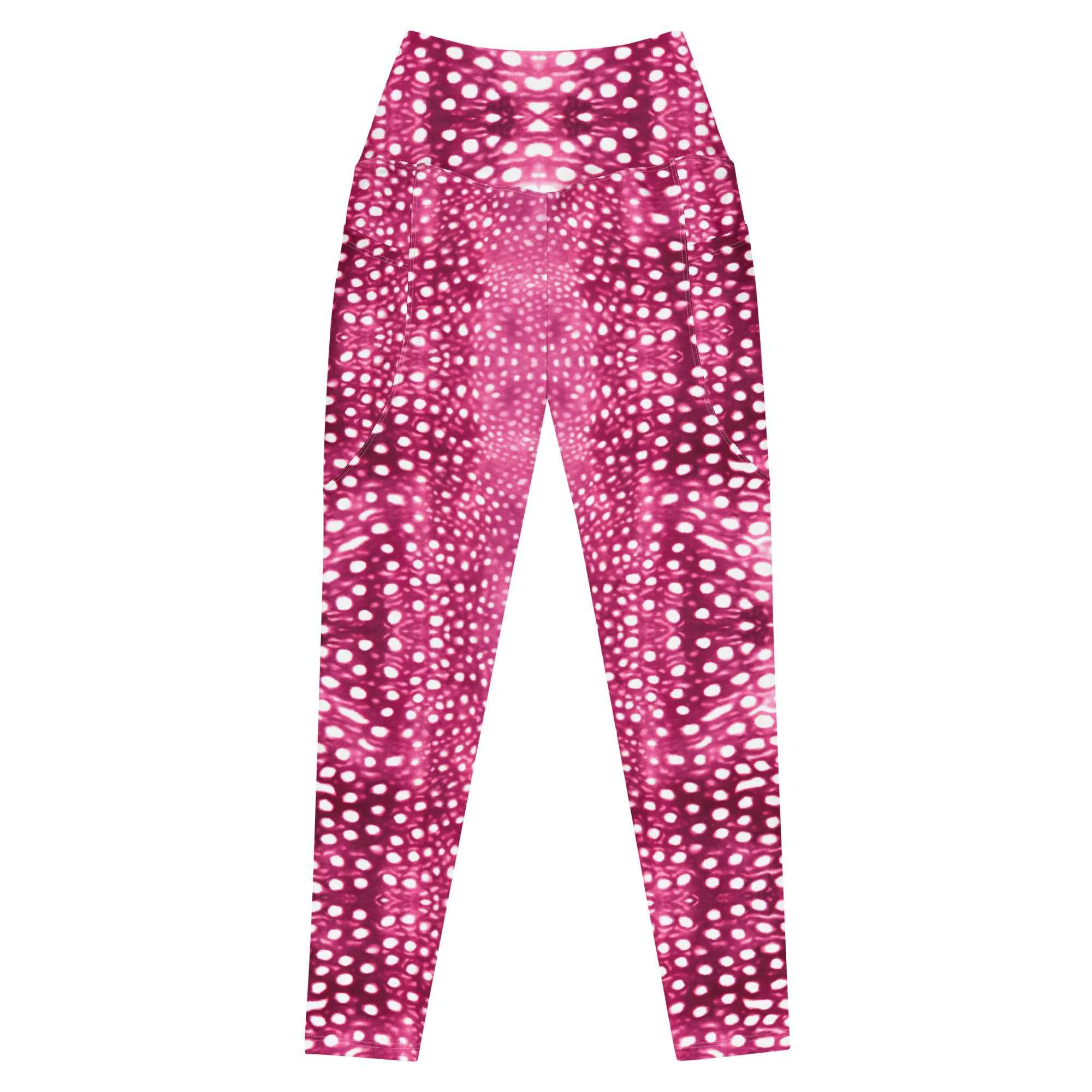 Whale Shark Mosaic Pink Eco Swim Leggings With Pockets -  - ["leggings","whale shark","Whale Shark Mosaic Pink","women"]