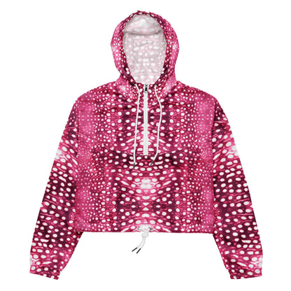 Whale Shark Mosaic Pink Women’s Cropped Windbreaker - 