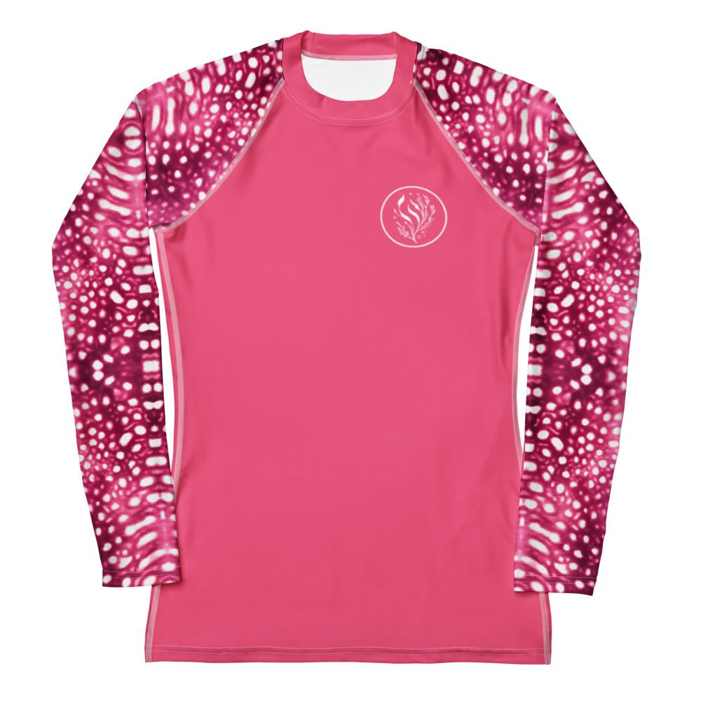 Whale Shark Mosaic Pink Women's Rash Guard Solid - 