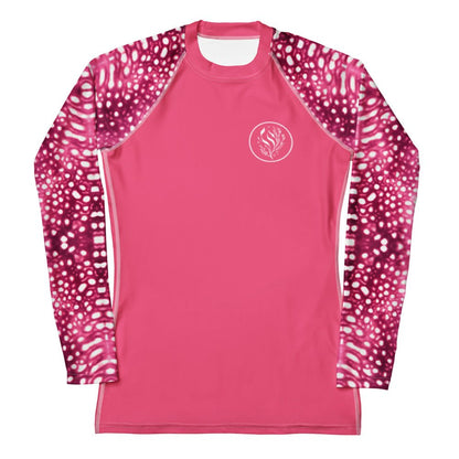 Whale Shark Mosaic Pink Women's Rash Guard Solid - 