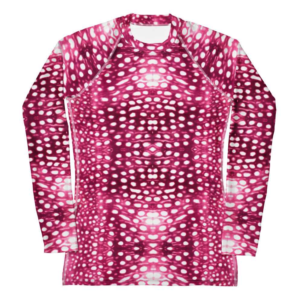 Whale Shark Mosaic Pink Women's Rash Guard - 