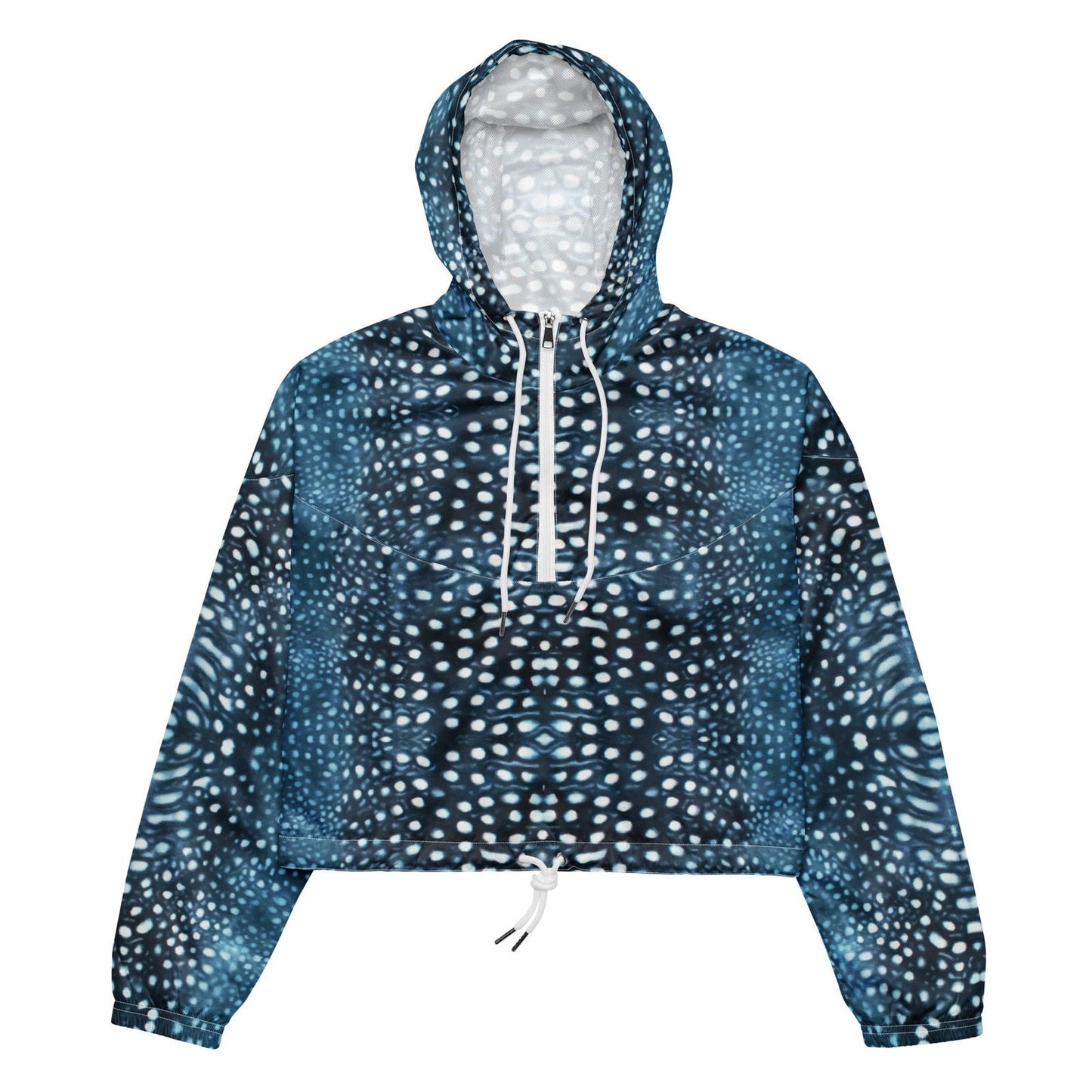 Whale Shark Mosaic Women’s Cropped Windbreaker - 
