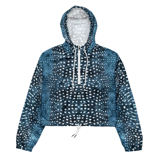 Whale Shark Mosaic Women’s Cropped Windbreaker - 