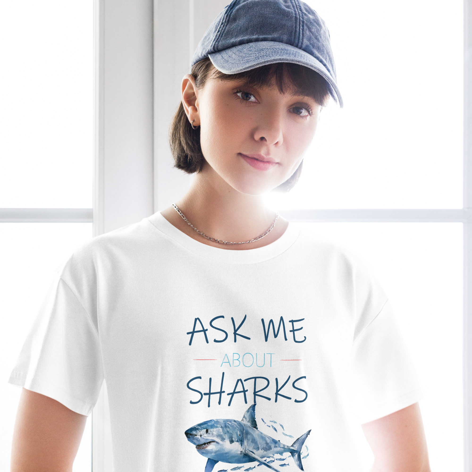 Ask Me About Sharks Cropped Tee