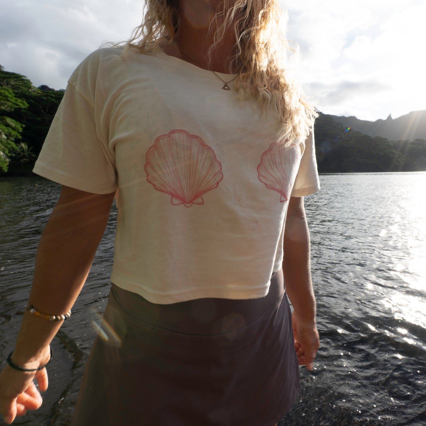 Women’s Pink Scallop Shell Crop Top - 