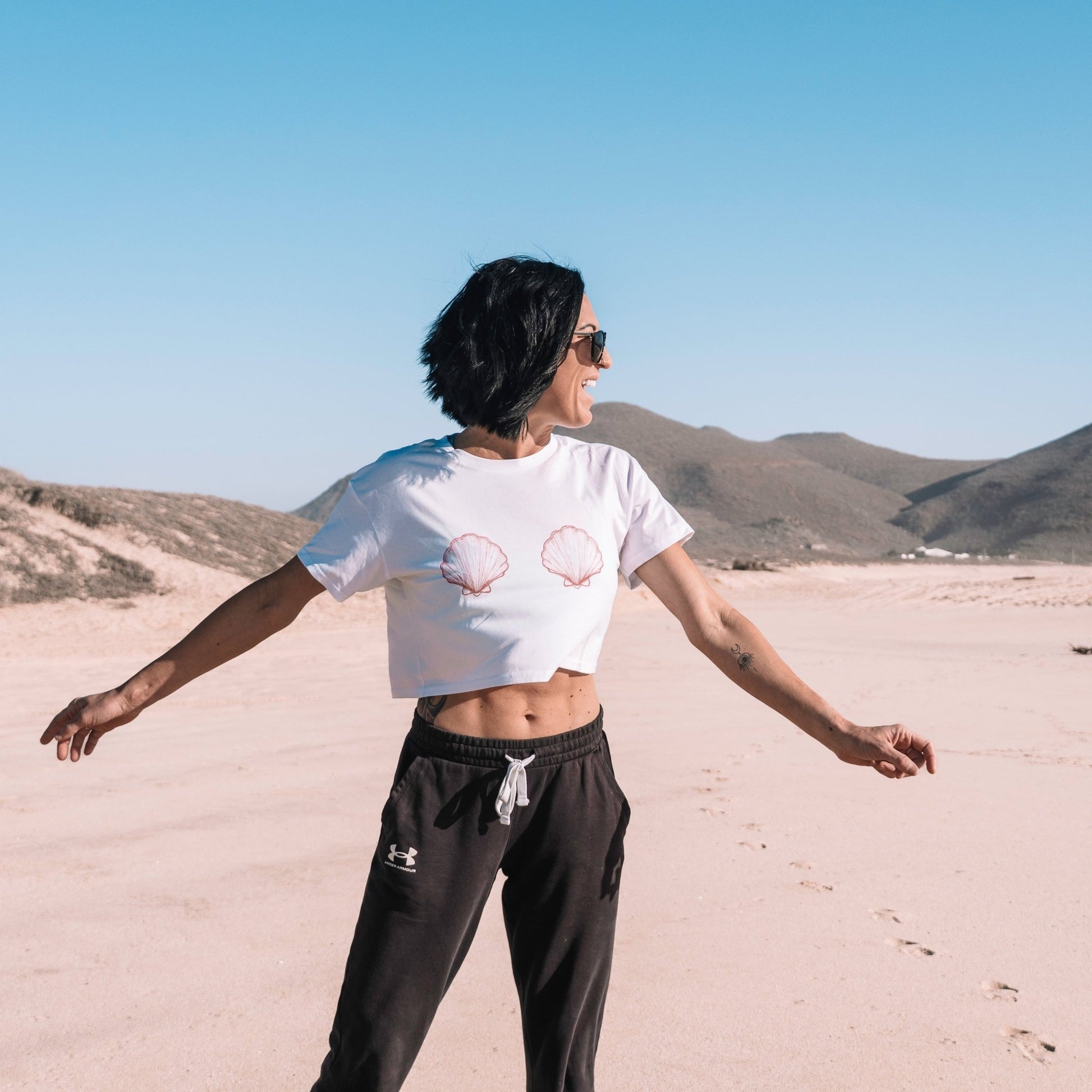 Women’s Pink Scallop Shell Crop Top - 