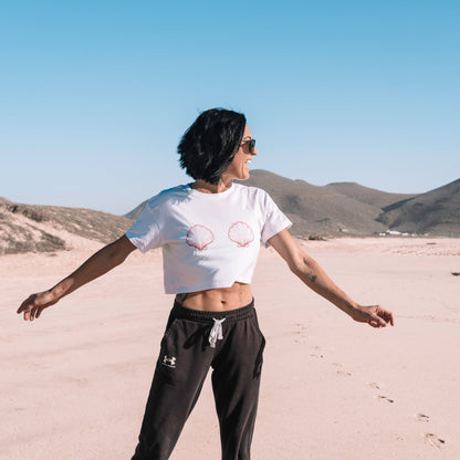 Women’s Pink Scallop Shell Crop Top - 