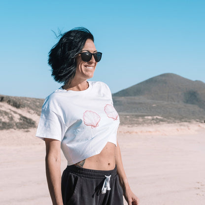 Women’s Pink Scallop Shell Crop Top - 